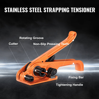 VEVOR Banding Strapping Kit with Strapping Tensioner Tool, 328 ft Length Woven Strapping Cord Band, 100 Metal Seals, Pallet Packaging Strapping Banding Kit, Banding Packaging Strapping for Packing - BZDKZTJ100M1ZJ8RUV0 - view 4