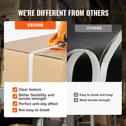 VEVOR Banding Strapping Kit with Strapping Tensioner Tool, 328 ft Length Woven Strapping Cord Band, 100 Metal Seals, Pallet Packaging Strapping Banding Kit, Banding Packaging Strapping for Packing - BZDKZTJ100M1ZJ8RUV0 - view 5