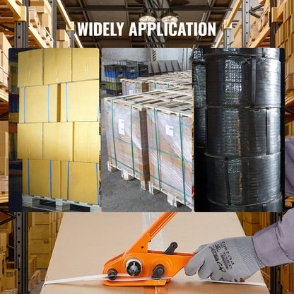 VEVOR Banding Strapping Kit with Strapping Tensioner Tool, 328 ft Length Woven Strapping Cord Band, 100 Metal Seals, Pallet Packaging Strapping Banding Kit, Banding Packaging Strapping for Packing - BZDKZTJ100M1ZJ8RUV0 - view 7