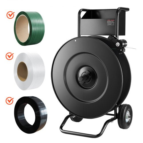 VEVOR Banding Strapping Cart, Fit for PET / PP / Steel Strap Coils with 8 or 16 inches Core Size, Heavy Duty Strapping Dispenser Equipped with Upgrade Drum Brake, Built-in Spacious Tray for Tools - BZKZCKZCPPPE16HPQ001V0 - view 2