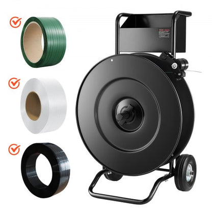 VEVOR Banding Strapping Cart, Fit for PET / PP / Steel Strap Coils with 8 or 16 inches Core Size, Heavy Duty Strapping Dispenser Equipped with Upgrade Drum Brake, Built-in Spacious Tray for Tools - BZKZCKZCPPPE16HPQ001V0 - view 2