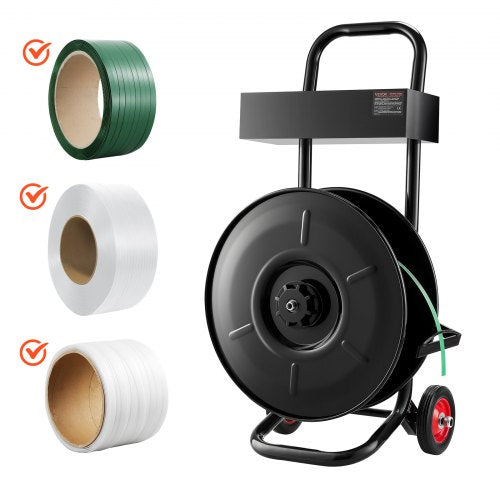 VEVOR Banding Strapping Cart, Fit for PET / PP / Polyester Strapping Coils with 8 inches Core Size, Heavy Duty Strapping Dispenser Equipped with Upgrade Brake System, Built-in Spacious Tray for Tools - BZKZCKZCTYX8IOD3W002V0 - view 2