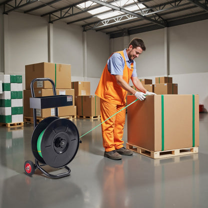 VEVOR Banding Strapping Cart, Fit for PET / PP / Polyester Strapping Coils with 8 inches Core Size, Heavy Duty Strapping Dispenser Equipped with Upgrade Brake System, Built-in Spacious Tray for Tools - BZKZCKZCTYX8IOD3W002V0 - view 9