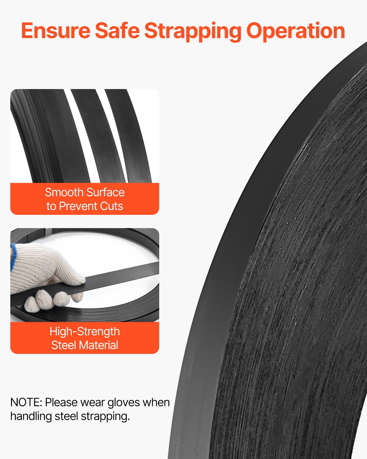VEVOR Steel Strapping Coil, 3/4 in x 0.02 in x 1640 ft, Metal Strapping Banding Roll Withstands Harsh Environment, 1700 lbs Break Strength, Heavy Duty Banding Pallet Strap Coil for Pallet Packing - BZKZDGD34YC17YHGV002V0 - view 6