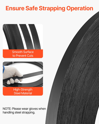 VEVOR Steel Strapping Coil, 3/4 in x 0.02 in x 1640 ft, Metal Strapping Banding Roll Withstands Harsh Environment, 1700 lbs Break Strength, Heavy Duty Banding Pallet Strap Coil for Pallet Packing - BZKZDGD34YC17YHGV002V0 - view 6