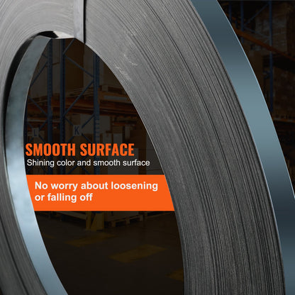 VEVOR Packaging Steel Strapping Roll, 1640' Length x 3/4" Width x 0.02" Thickness, 1700 lbs Break Strength, Heavy Duty Banding Pallet Strap Coil, Portable Strong Banding Packing Metal Straps, Black - BZKZDGD34YC17YHGVV0 - view 7