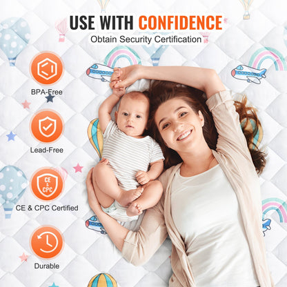 VEVOR Baby Play Mat, 59""x79"" Baby Crawling Mat, Non-Slip One-Piece Soft Baby Playmat, Foldable Floor Mat, Waterproof Activity Playmats for Babies,Toddlers, Infants, Machine Washable, Play & Tummy Time - BZPXD04YC597NR4MYV0 - view 4