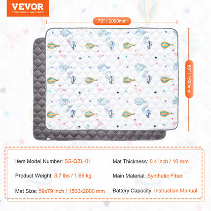VEVOR Baby Play Mat, 59""x79"" Baby Crawling Mat, Non-Slip One-Piece Soft Baby Playmat, Foldable Floor Mat, Waterproof Activity Playmats for Babies,Toddlers, Infants, Machine Washable, Play & Tummy Time - BZPXD04YC597NR4MYV0 - view 8