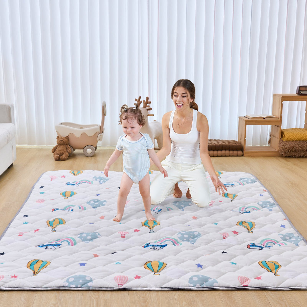 VEVOR Baby Play Mat, 59""x79"" Baby Crawling Mat, Non-Slip One-Piece Soft Baby Playmat, Foldable Floor Mat, Waterproof Activity Playmats for Babies,Toddlers, Infants, Machine Washable, Play & Tummy Time - BZPXD04YC597NR4MYV0 - view 9