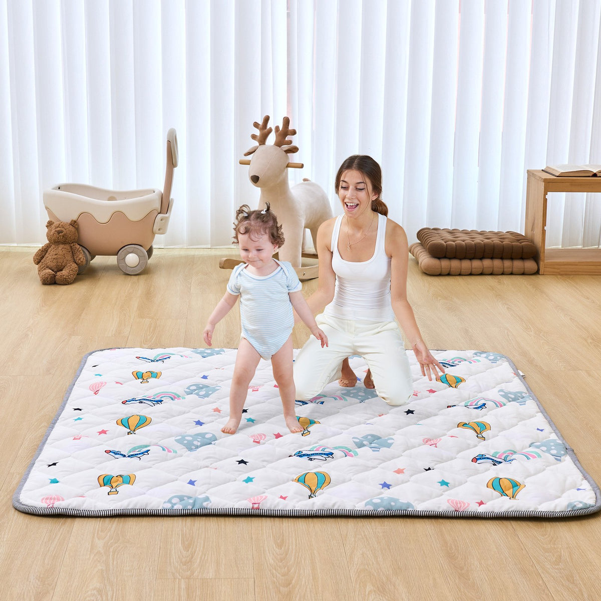VEVOR Baby Play Mat, 50""x50"" Baby Crawling Mat, Non-Slip One-Piece Soft Baby Playmat, Foldable Floor Mat, Waterproof Activity Playmats for Babies,Toddlers, Infants, Machine Washable, Play & Tummy Time - BZPXDBZ04YC5UWZC6V0 - view 9