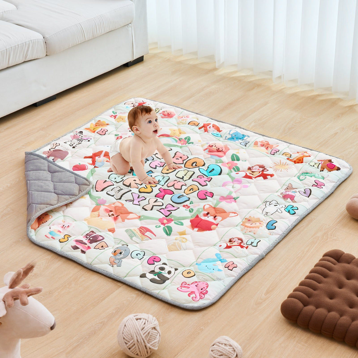 VEVOR Baby Play Mat, 50""x50"" Baby Crawling Mat, Non-Slip One-Piece Thickened Soft Baby Playmat, Foldable Rollable Floor Mat, Waterproof Activity Playmats for Babies,Toddlers, Infants, Machine Washable - BZPXDBZ08YC59FMFIV0 - view 1