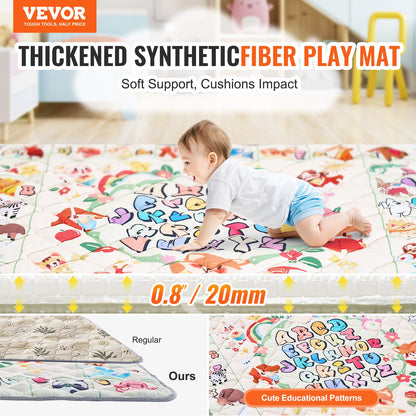 VEVOR Baby Play Mat, 50""x50"" Baby Crawling Mat, Non-Slip One-Piece Thickened Soft Baby Playmat, Foldable Rollable Floor Mat, Waterproof Activity Playmats for Babies,Toddlers, Infants, Machine Washable - BZPXDBZ08YC59FMFIV0 - view 3