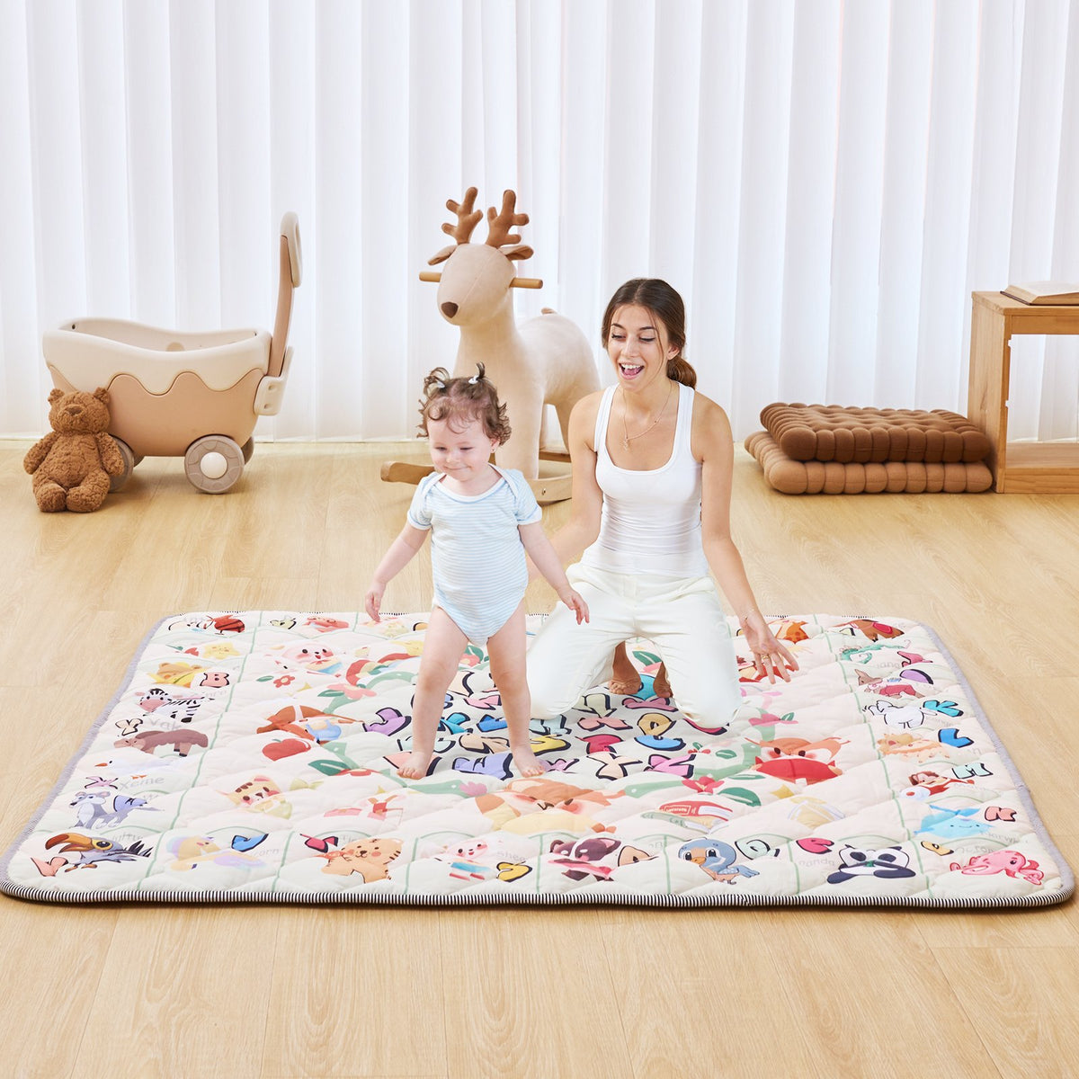 VEVOR Baby Play Mat, 50""x50"" Baby Crawling Mat, Non-Slip One-Piece Thickened Soft Baby Playmat, Foldable Rollable Floor Mat, Waterproof Activity Playmats for Babies,Toddlers, Infants, Machine Washable - BZPXDBZ08YC59FMFIV0 - view 9