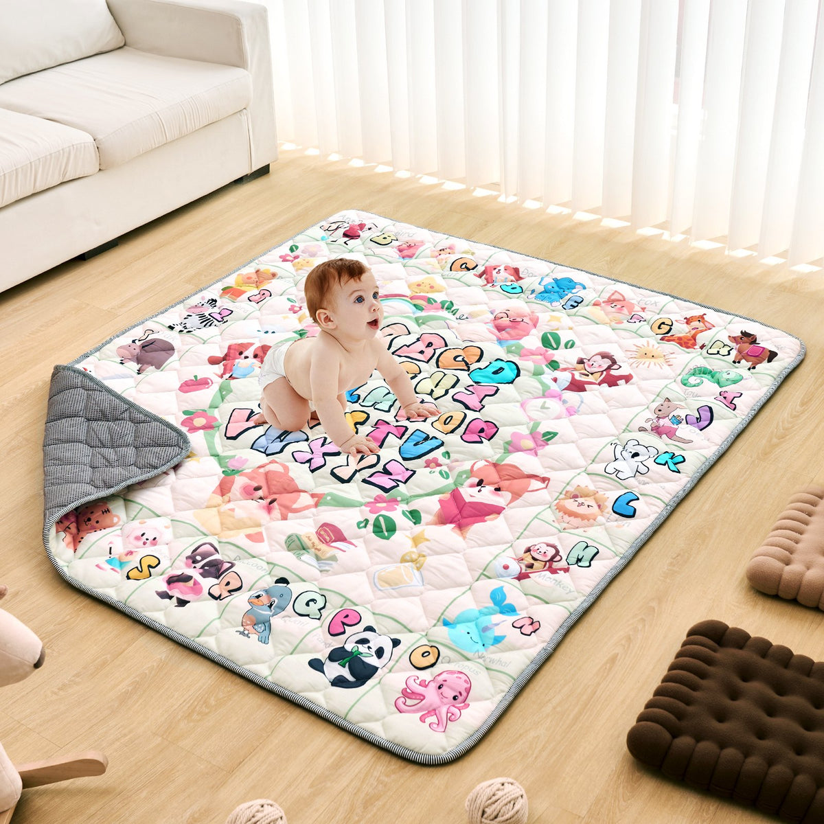 VEVOR Baby Play Mat, 59""x71"" Baby Crawling Mat, Non-Slip One-Piece Thickened Soft Baby Playmat, Foldable Rollable Floor Mat, Waterproof Activity Playmats for Babies,Toddlers, Infants, Machine Washable - BZPXDBZ08YC5XRI9SV0 - view 1