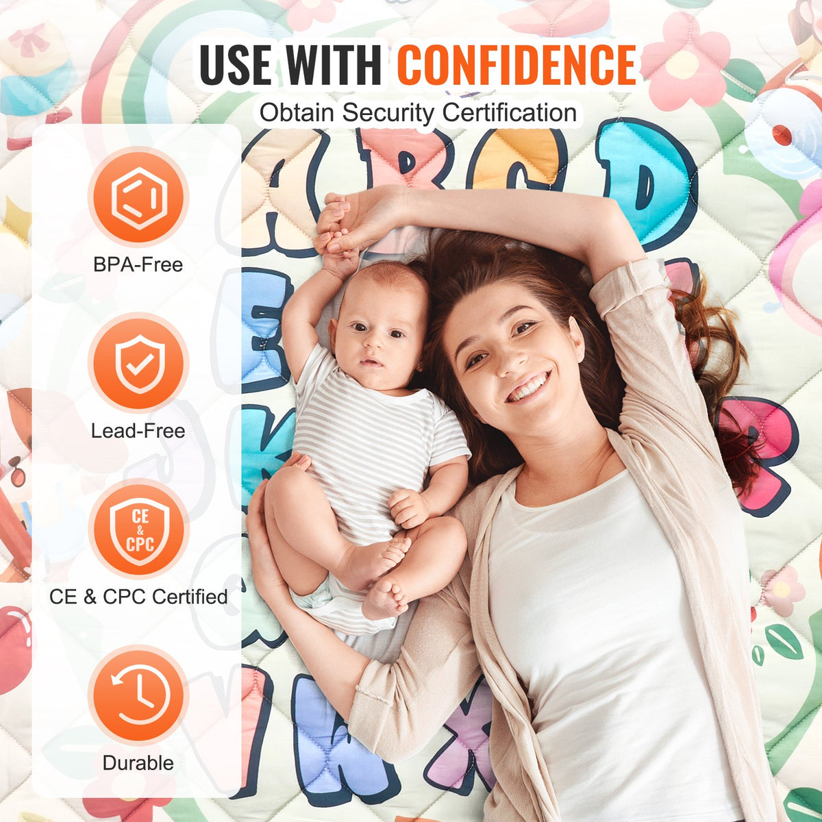 VEVOR Baby Play Mat, 59""x71"" Baby Crawling Mat, Non-Slip One-Piece Thickened Soft Baby Playmat, Foldable Rollable Floor Mat, Waterproof Activity Playmats for Babies,Toddlers, Infants, Machine Washable - BZPXDBZ08YC5XRI9SV0 - view 4