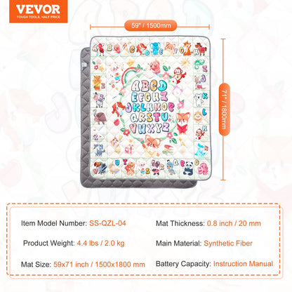 VEVOR Baby Play Mat, 59""x71"" Baby Crawling Mat, Non-Slip One-Piece Thickened Soft Baby Playmat, Foldable Rollable Floor Mat, Waterproof Activity Playmats for Babies,Toddlers, Infants, Machine Washable - BZPXDBZ08YC5XRI9SV0 - view 8