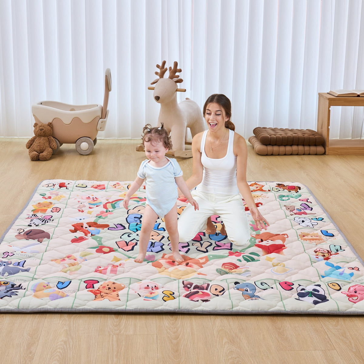 VEVOR Baby Play Mat, 59""x71"" Baby Crawling Mat, Non-Slip One-Piece Thickened Soft Baby Playmat, Foldable Rollable Floor Mat, Waterproof Activity Playmats for Babies,Toddlers, Infants, Machine Washable - BZPXDBZ08YC5XRI9SV0 - view 9
