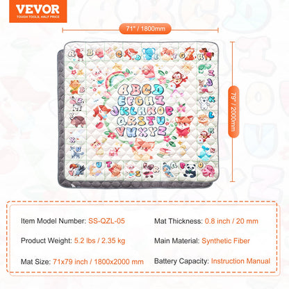 VEVOR Baby Play Mat, Extra Large 71""x79"" Baby Crawling Mat, Non-Slip One-Piece Thickened Soft Baby Mat, Foldable Floor Mat, Waterproof Activity Playmats for Babies Toddlers Infants, Machine Washable - BZPXDBZ08YC7NPEHKV0 - view 8
