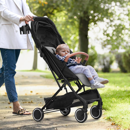 VEVOR Standard Baby Infant Stroller, Toddler Stroller with 95°-150° Adjustable Backrest & & 0/90°Adjustable Footrest & One-click Folding, Newborn Stroller with Cup Holder and Carry Bag, Black - BZYETCZYJCKH5DWWBV0 - view 9