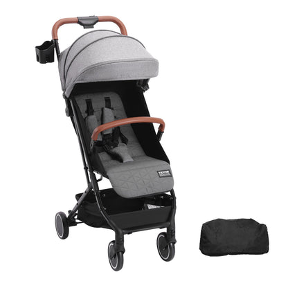 VEVOR Standard Baby Infant Stroller, Toddler Stroller with 95°-150° Adjustable Backrest & & 0/90°Adjustable Footrest & One-click Folding, Newborn Stroller with Cup Holder and Carry Bag, Dark Grey - BZYETCZYJCKSHR3WJV0 - view 10