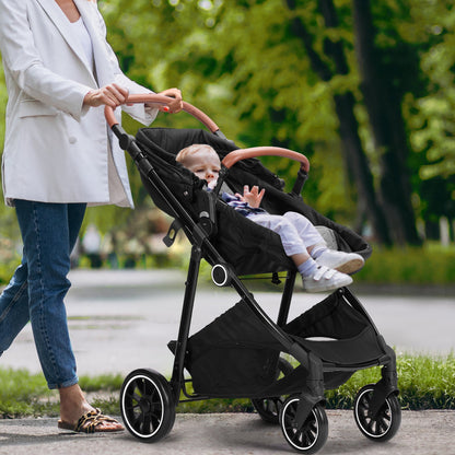 VEVOR Standard Baby Stroller, Infant Toddler Stroller with Bassinet, 3rd-Gear Adjustable Backrest & Foldable & Reversible Seat, Carbon Steel Newborn Stroller with Leg Cover and Mesh Net, Black - BZYETCZYZYLHKUX86V0 - view 9