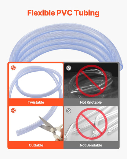 VEVOR Braided Clear Vinyl Tubing, 3/4" ID x 19/20" OD, 10FT Plastic PVC Tubing, Flexible and Cuttable Clear Hose, 1/10 in Wall Thickness, High-strength PVC Material for Aquarium Irrigation Swimming - BZYXG34INCH1ETCOUV0 - view 4