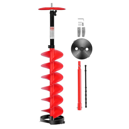 VEVOR Ice Auger Drill Bit, 8in Diameter 39in Length, Cordless Nylon Ice Fishing Augers With Extra 13.4in Extension Rod, Drill Adapter, Top Plate and Blade Guard - BZZT8YC39INCG1MH5001V0 - view 1