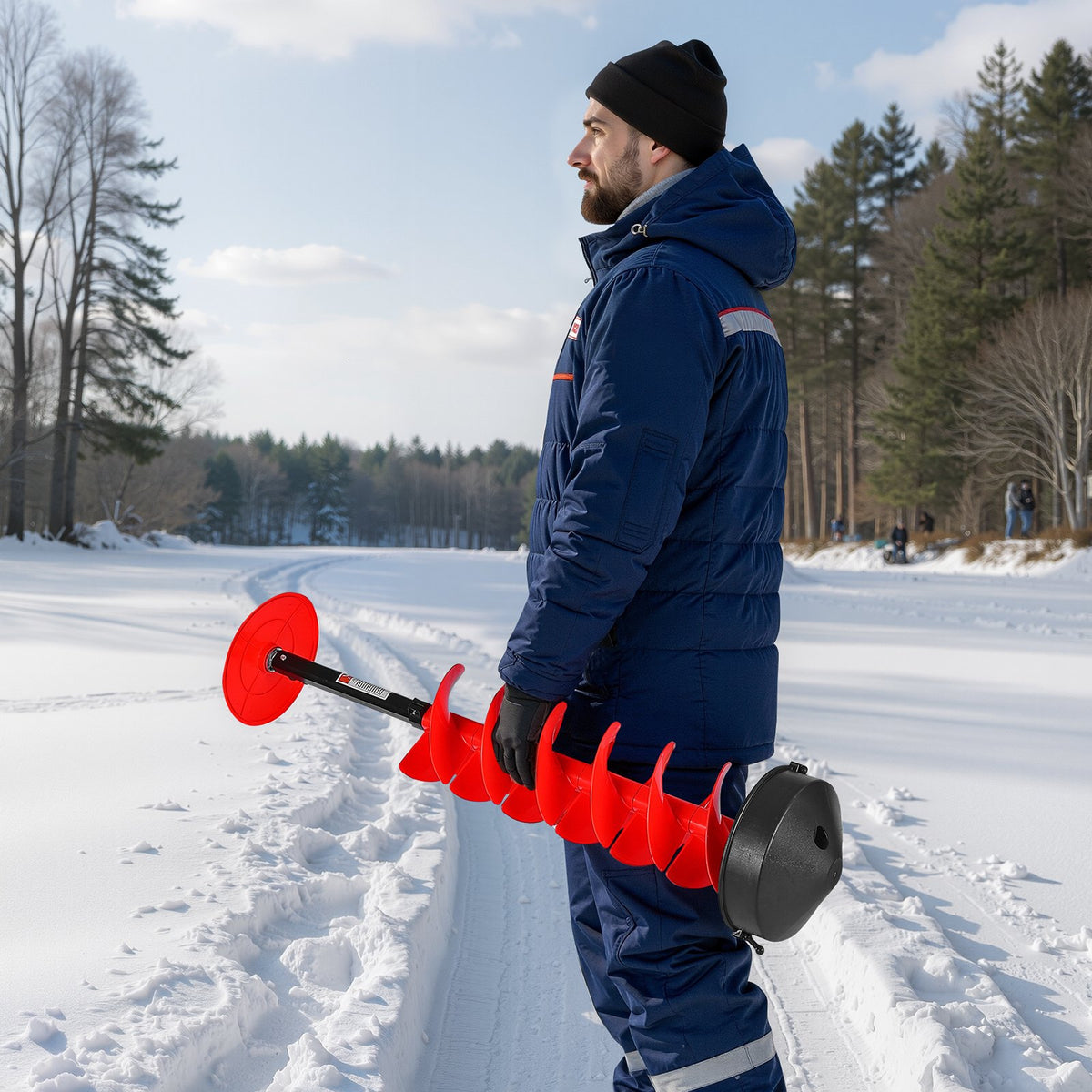 VEVOR Ice Auger Drill Bit, 8in Diameter 41in Length, Cordless Nylon Ice Fishing Augers With Extra 13.4in Extension Rod, Drill Adapter, Top Plate and Blade Guard - BZZT8YC41INCOJRYP001V0 - view 9