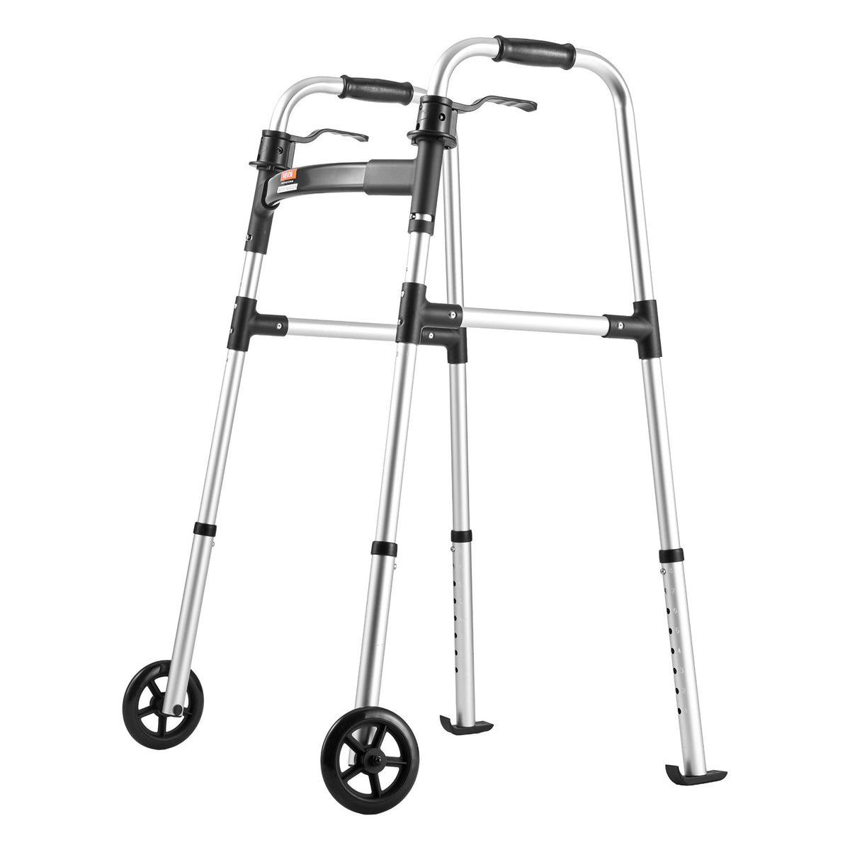 VEVOR Folding Walker, 2-Button Foldable Walker with 5" Wheels & 8-Level Adjustable Height, 350LBS Loading Lightweight Aluminum Mobility Walking Aid, Front-Wheeled Rolling Walkers for Seniors Adults - BZZXCL2L00001YWZY001V0 - view 10