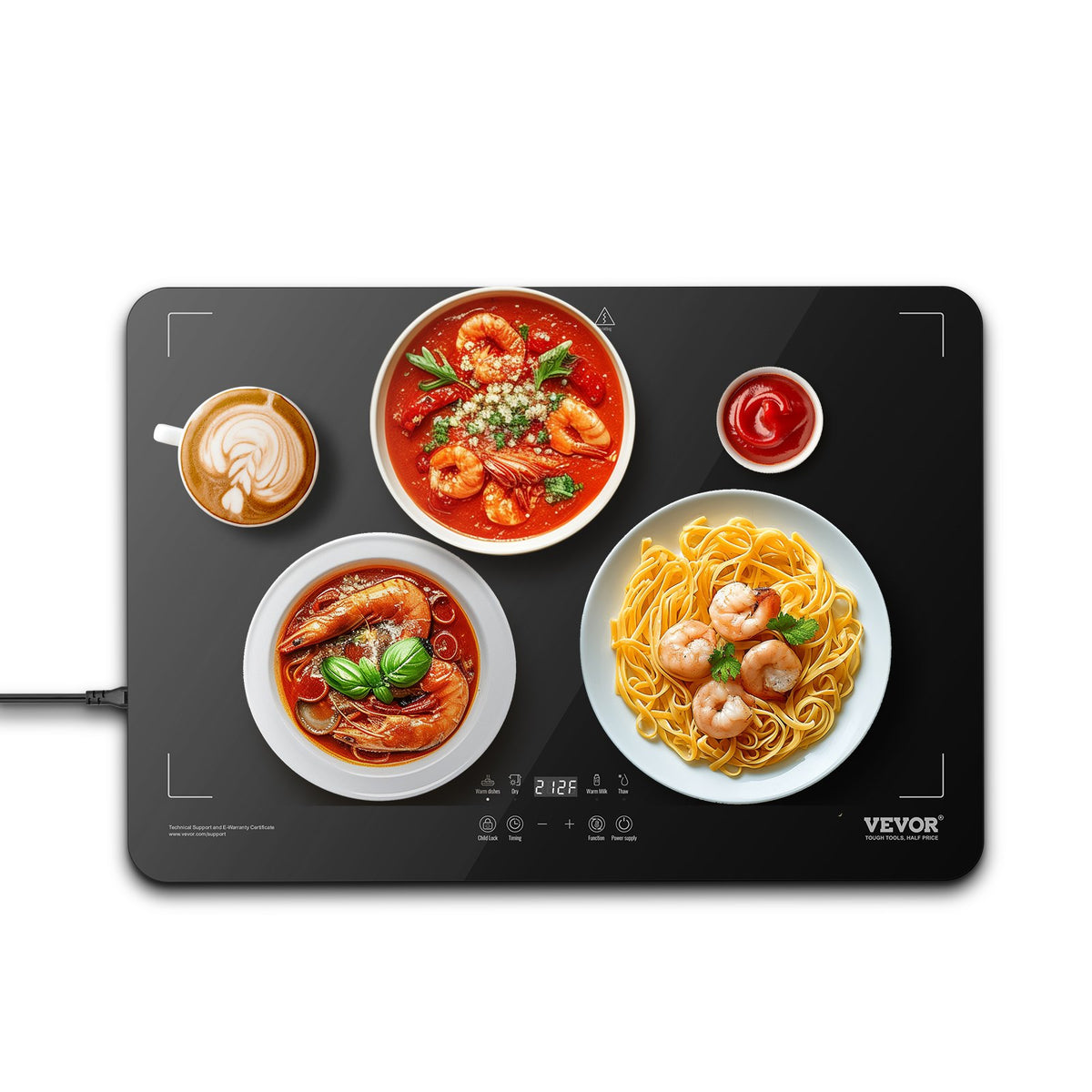 VEVOR Electric Warming Tray, Food Warming Trays for Buffet, Warming Trays with Adjustable Temperature Control, Portable Tempered Glass Food Warmer, Hot Plate Perfect for Parties, Catering, Holidays - CBJRGBDZSWJB991OXV1 - view 1