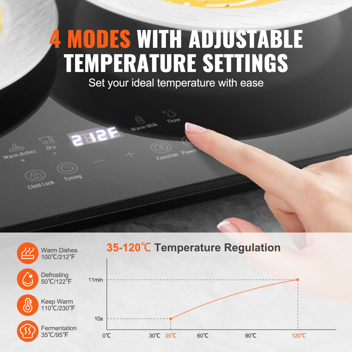 VEVOR Electric Warming Tray, Food Warming Trays for Buffet, Warming Trays with Adjustable Temperature Control, Portable Tempered Glass Food Warmer, Hot Plate Perfect for Parties, Catering, Holidays - CBJRGBDZSWJB991OXV1 - view 4