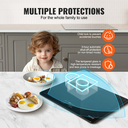 VEVOR Electric Warming Tray, Food Warming Trays for Buffet, Warming Trays with Adjustable Temperature Control, Portable Tempered Glass Food Warmer, Hot Plate Perfect for Parties, Catering, Holidays - CBJRGBDZSWJB991OXV1 - view 6