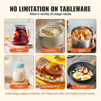 VEVOR Electric Warming Tray, Food Warming Trays for Buffet, Warming Trays with Adjustable Temperature Control, Portable Tempered Glass Food Warmer, Hot Plate Perfect for Parties, Catering, Holidays - CBJRGBDZSWJB991OXV1 - view 7