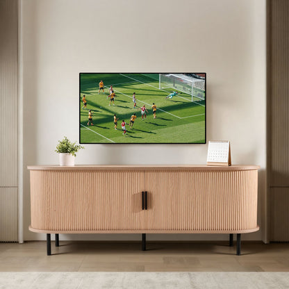 VEVOR TV Stand, Boho Entertainment Center for TVs up to 58 in, 350 lbs Load, TV Media Console Table with Adjustable Storage Shelves and Rolling Door, Television Stand for Living Room, Bedroom, Burlywood - CBSDSJBXMYFQX3XO4001V0 - view 9