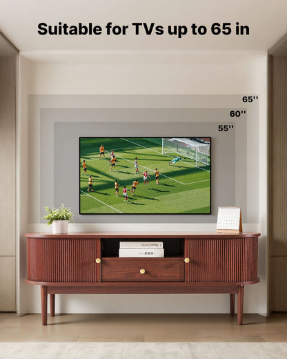 VEVOR TV Stand, Mid Century Modern Entertainment Center for TVs up to 58 in, 350 lbs Load Capacity, TV Media Console Table with Drawer, Open Storage Shelves & Rolling Door for Living Room, Bedroom - CBSDSJZSJXDFMHNBJ001V0 - view 3