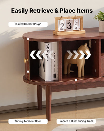 VEVOR TV Stand, Mid Century Modern Entertainment Center for TVs up to 58 in, 350 lbs Load Capacity, TV Media Console Table with Drawer, Open Storage Shelves & Rolling Door for Living Room, Bedroom - CBSDSJZSJXDFMHNBJ001V0 - view 4