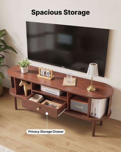 VEVOR TV Stand, Mid Century Modern Entertainment Center for TVs up to 58 in, 350 lbs Load Capacity, TV Media Console Table with Drawer, Open Storage Shelves & Rolling Door for Living Room, Bedroom - CBSDSJZSJXDFMHNBJ001V0 - view 5