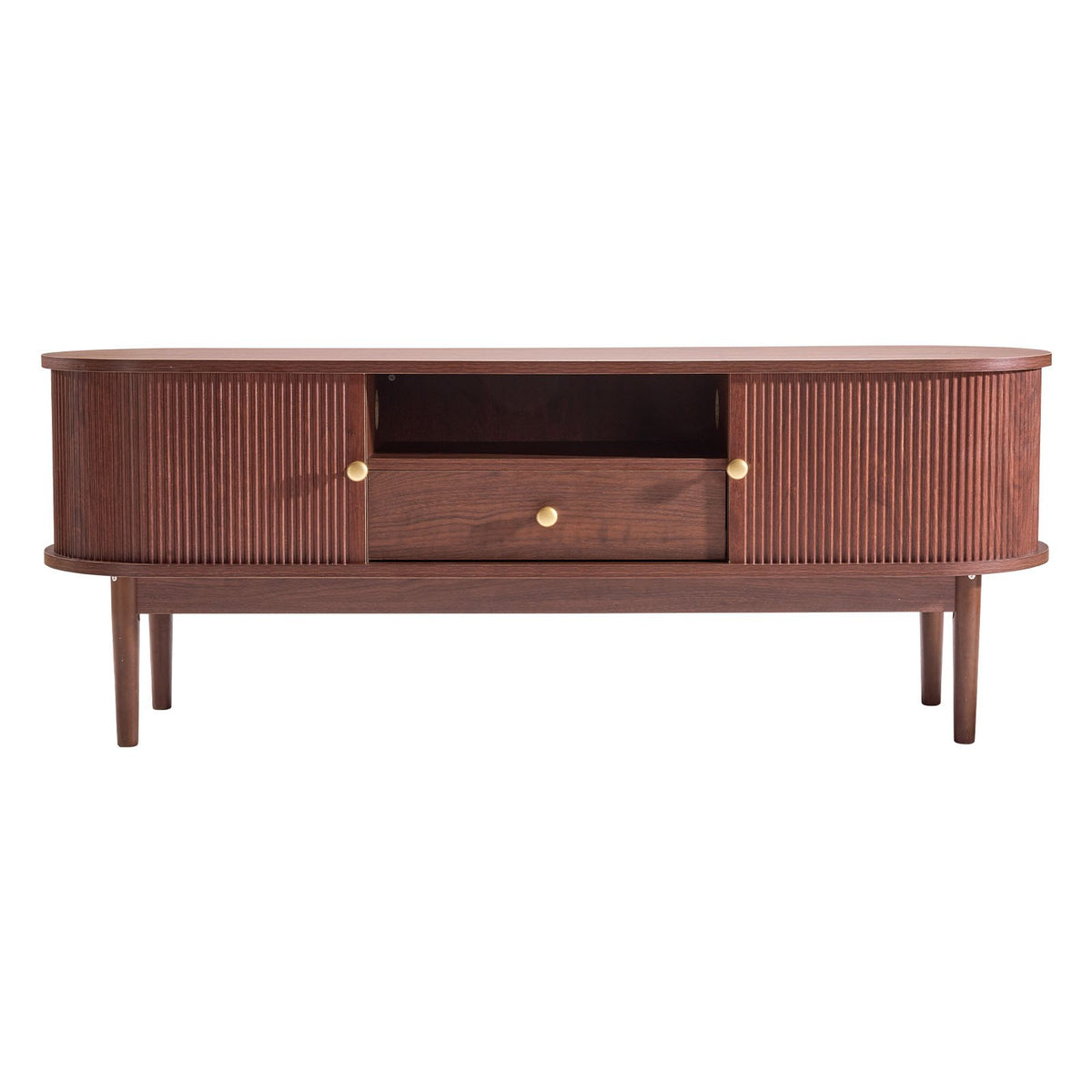 VEVOR TV Stand, Mid Century Modern Entertainment Center for TVs up to 58 in, 350 lbs Load Capacity, TV Media Console Table with Drawer, Open Storage Shelves & Rolling Door for Living Room, Bedroom - CBSDSJZSJXDFMHNBJ001V0 - view 10