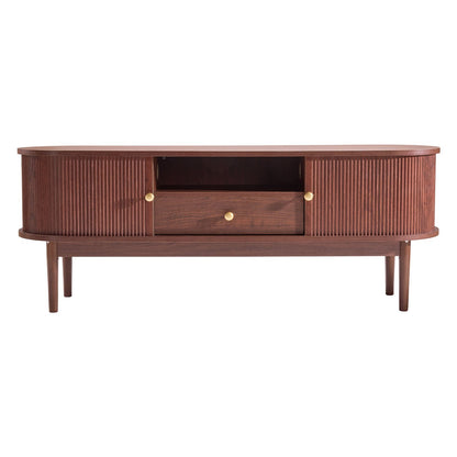 VEVOR TV Stand, Mid Century Modern Entertainment Center for TVs up to 58 in, 350 lbs Load Capacity, TV Media Console Table with Drawer, Open Storage Shelves & Rolling Door for Living Room, Bedroom - CBSDSJZSJXDFMHNBJ001V0 - view 10