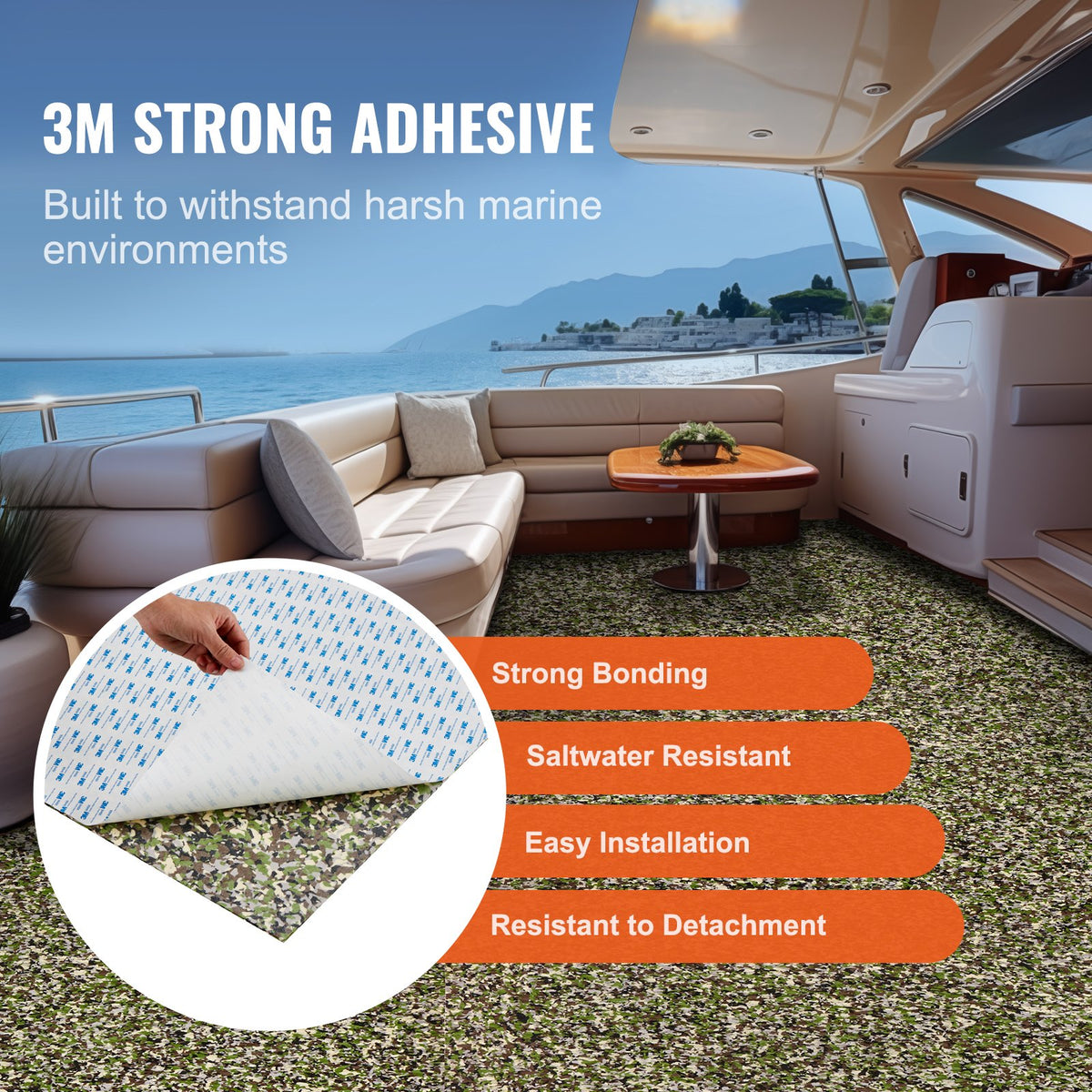 VEVOR Boat Flooring, EVA Foam Boat Decking 94.5" x 23.6", Non-Slip Self-Adhesive Flooring, 31.1sq.ft 2 Rolls of Marine Carpet for Boats, Yacht, Pontoon, Kayak Decking - CBZZFHPMDDCL3Y820V0 - view 4