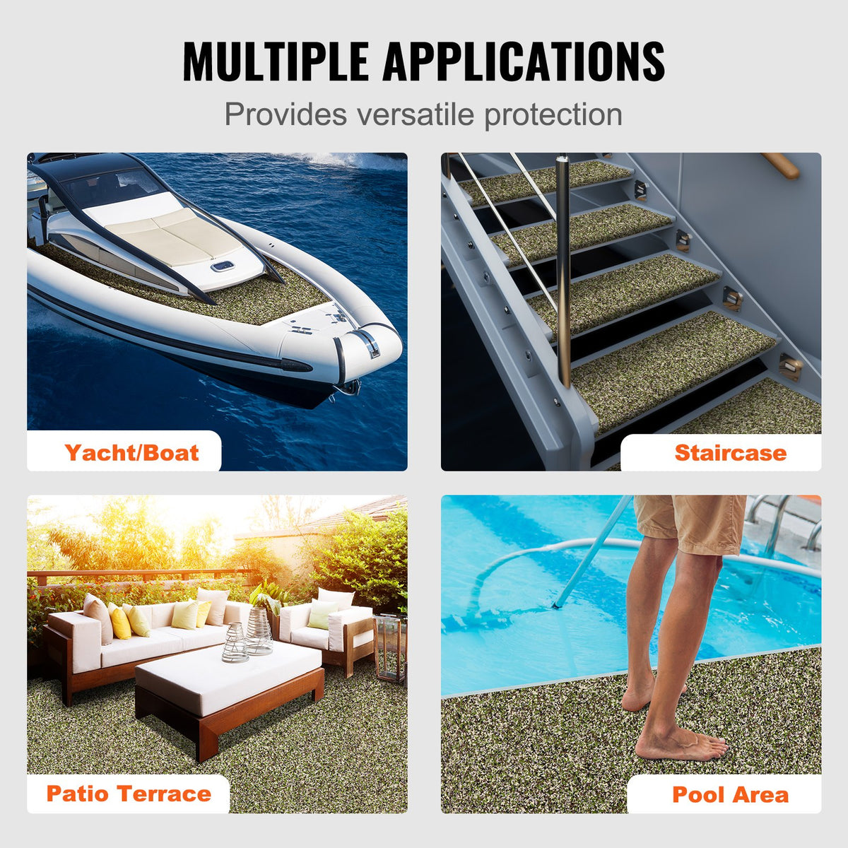 VEVOR Boat Flooring, EVA Foam Boat Decking 94.5" x 23.6", Non-Slip Self-Adhesive Flooring, 31.1sq.ft 2 Rolls of Marine Carpet for Boats, Yacht, Pontoon, Kayak Decking - CBZZFHPMDDCL3Y820V0 - view 7