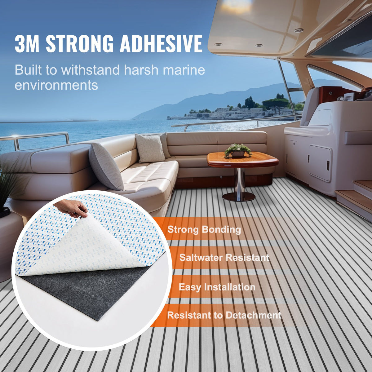 VEVOR Boat Flooring, EVA Foam Boat Decking 94.5" x 45.7", Non-Slip Self-Adhesive Flooring, 29.9 sq.ft Marine Carpet for Boats, Yacht, Pontoon, Kayak Decking - CBZZFHPMDDHSZQ449V0 - view 4