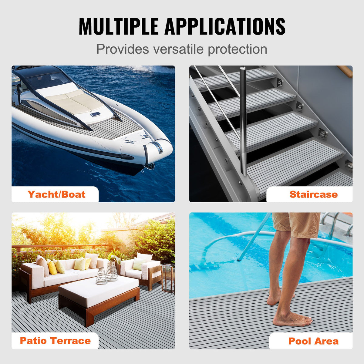 VEVOR Boat Flooring, EVA Foam Boat Decking 94.5" x 45.7", Non-Slip Self-Adhesive Flooring, 29.9 sq.ft Marine Carpet for Boats, Yacht, Pontoon, Kayak Decking - CBZZFHPMDDHSZQ449V0 - view 7