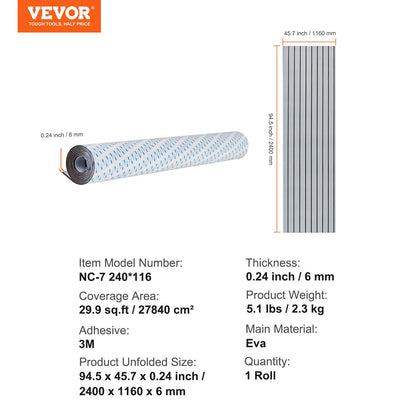 VEVOR Boat Flooring, EVA Foam Boat Decking 94.5" x 45.7", Non-Slip Self-Adhesive Flooring, 29.9 sq.ft Marine Carpet for Boats, Yacht, Pontoon, Kayak Decking - CBZZFHPMDDHSZQ449V0 - view 8