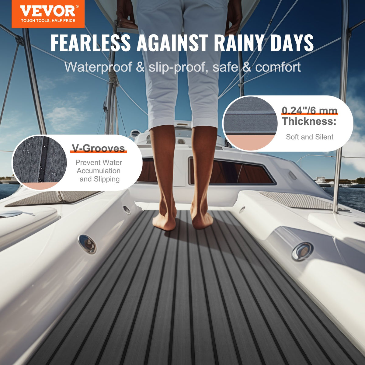 VEVOR Boat Flooring, EVA Foam Boat Decking 94.5" x 17.7", Non-Slip Self-Adhesive Flooring, 11.6 sq.ft Marine Carpet for Boats, Yacht, Pontoon, Kayak Decking - CBZZFHPMDDSHB22H2V0 - view 3