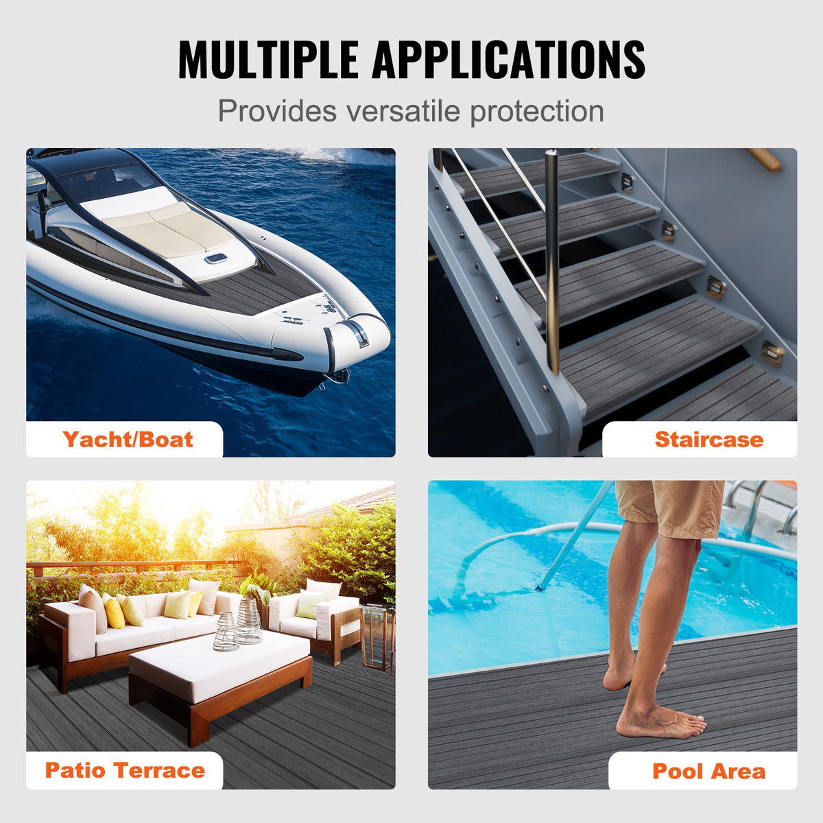 VEVOR Boat Flooring, EVA Foam Boat Decking 94.5" x 17.7", Non-Slip Self-Adhesive Flooring, 11.6 sq.ft Marine Carpet for Boats, Yacht, Pontoon, Kayak Decking - CBZZFHPMDDSHB22H2V0 - view 7