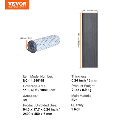 VEVOR Boat Flooring, EVA Foam Boat Decking 94.5" x 17.7", Non-Slip Self-Adhesive Flooring, 11.6 sq.ft Marine Carpet for Boats, Yacht, Pontoon, Kayak Decking - CBZZFHPMDDSHB22H2V0 - view 8