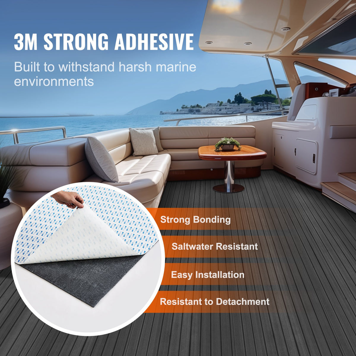 VEVOR Boat Flooring, EVA Foam Boat Decking 94.5" x 23.6", Non-Slip Self-Adhesive Flooring, 15.5 sq.ft Marine Carpet for Boats, Yacht, Pontoon, Kayak Decking - CBZZFHPMDDSHB8RTKV0 - view 4
