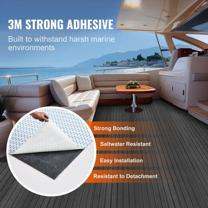 VEVOR Boat Flooring, EVA Foam Boat Decking 94.5" x 23.6", Non-Slip Self-Adhesive Flooring, 15.5 sq.ft Marine Carpet for Boats, Yacht, Pontoon, Kayak Decking - CBZZFHPMDDSHB8RTKV0 - view 4