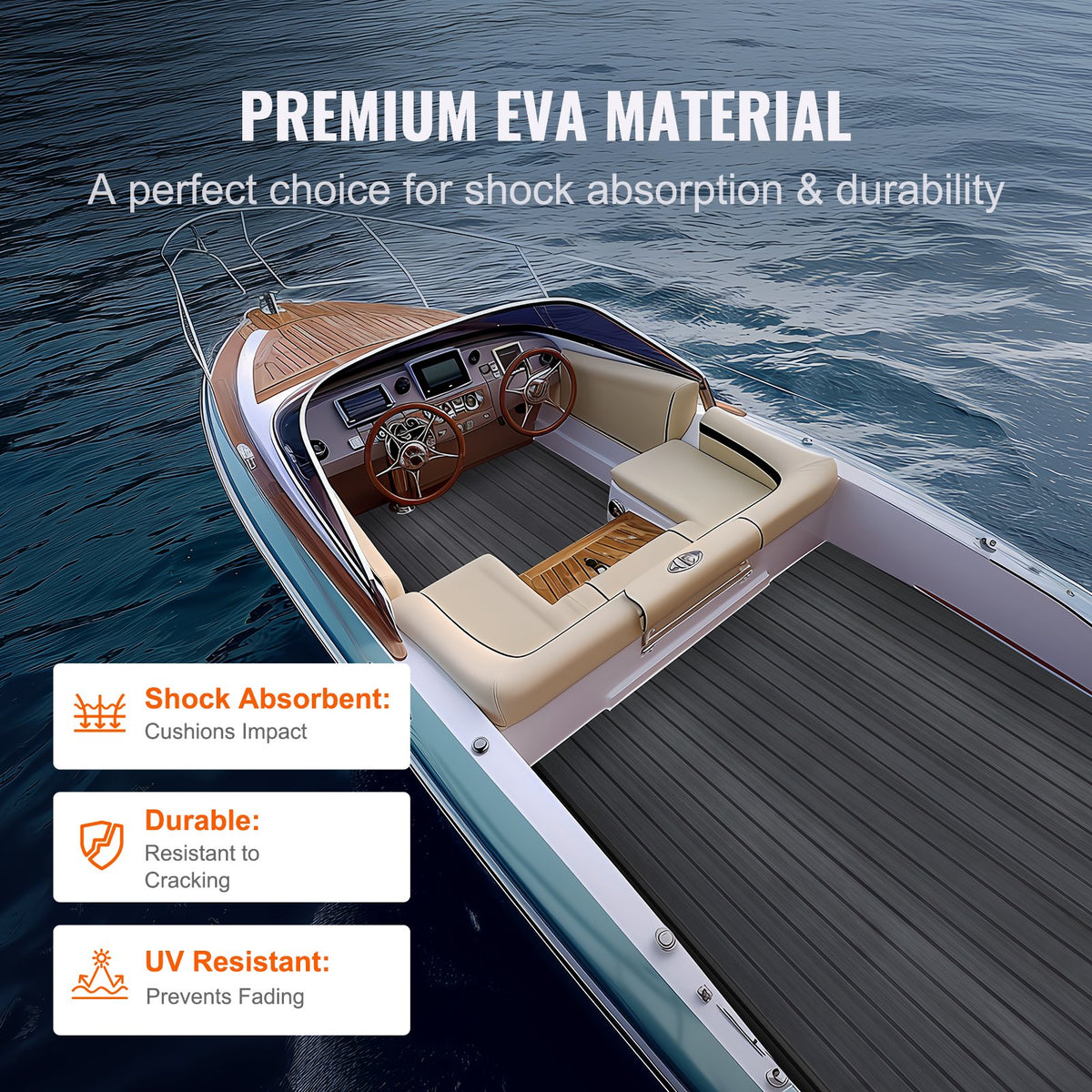 VEVOR Boat Flooring, EVA Foam Boat Decking 94.5" x 23.6", Non-Slip Self-Adhesive Flooring, 15.5 sq.ft Marine Carpet for Boats, Yacht, Pontoon, Kayak Decking - CBZZFHPMDDSHB8RTKV0 - view 5